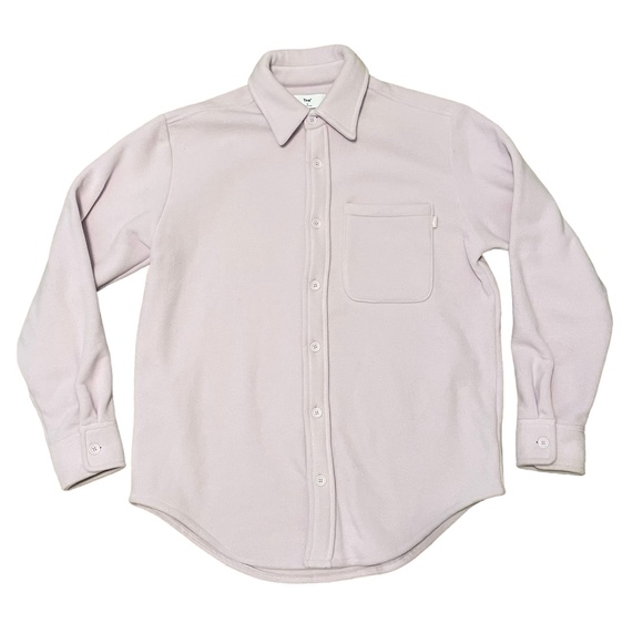 Aritzia TNA Fleece Cozy Mega Shirt Button Front‎ Lounge Lilac Size 2 - Picture 1 of 5